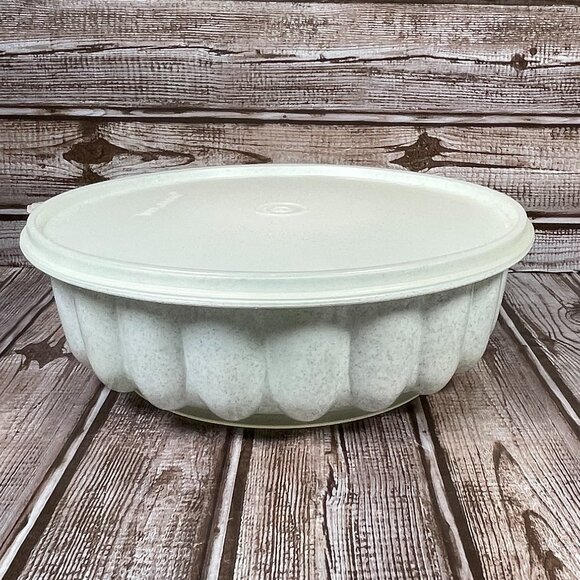 Vintage TUPPERWARE Jello Mold Ice Ring Speckled Gray Large 3 Piece #1202 EUC - Picture 3 of 5